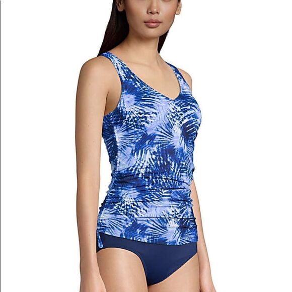 Land’s End deep sea navy tie-dye underwire tankini adjust sides straps Various - Picture 2 of 6